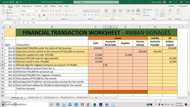 Financial Transaction Worksheet #2 EASY TO UNDERSTAND (Explained in Taglish by Sir RDS) смотреть онлайн