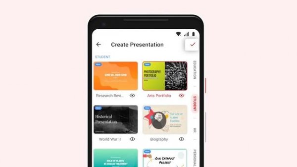 Zoho Show: Create presentations using templates in the Show app for Android.