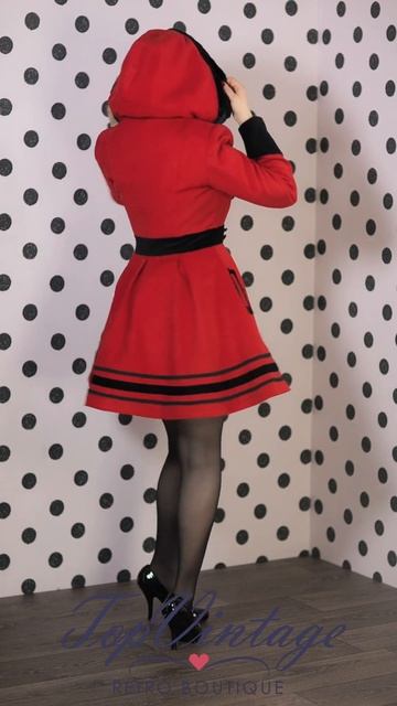 TopVintage - Vintage Sofia Hooded Winter Swing Coat in Red смотреть онлайн