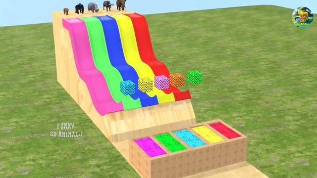 Long Slide Game With Elephant Gorilla Buffalo Hippopotamus Tiger - 3d Animal Gam смотреть онлайн
