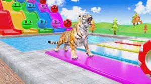 5 Мультяшных гигантских уток, Коров, слон-мамонт, Львов, горилл, тираннозавров, забавные животные