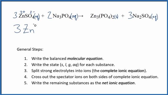 How to Write the Net Ionic Equation for ZnSO4 + Na3PO4 = Zn3(PO4)2 + Na2SO4 смотреть онлайн