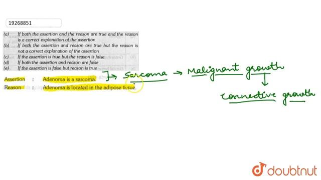 Assertion: Adenoma is a sarcoma. Reason: Adenoma is located in the adipose tissue. | 12 | COMMON... смотреть онлайн