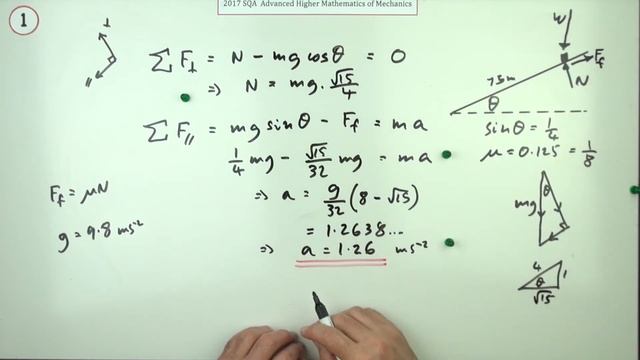 2017 SQA AH Mathematics of Mechanics. No.1 Motion on an incline смотреть онлайн