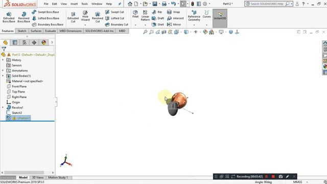 SolidWorks 2019 เบื้องต้น # ขันพื้นฐาน 23 - การใช้งานคำสั่ง Indent смотреть онлайн