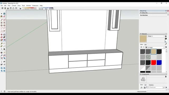 Sketchup Tutorial Make TV Cabinet (Design Cabinet) | Membuat TV Cabinet | Backdrop TV | Rak TV | смотреть онлайн