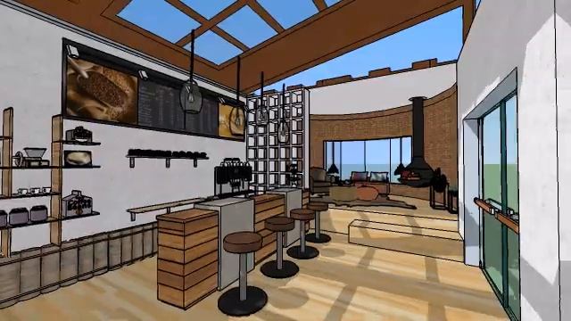 sketchup model coffee shop designed by Farah Nassereddine directed by Jiang Lu смотреть онлайн