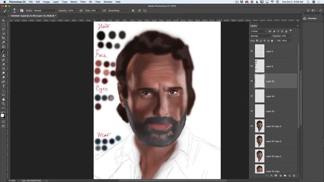 Rick Grimes - speed painting in Adobe Photoshop CC смотреть онлайн