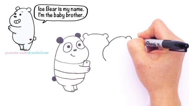 How to Draw We Bare Bears Cute step by step Panda Grizzly Ice Bear смотреть онлайн