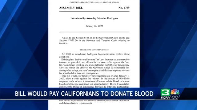 California blood donors could get $500 tax credit under proposed bill смотреть онлайн
