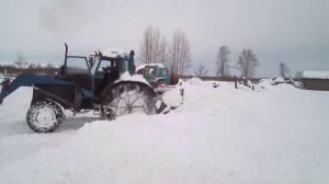 МТЗ-82 и МТЗ-80 расчистка снега