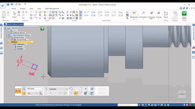 Solid Edge Tutorial - 45 - knurling Screw bolt design solid edge. смотреть онлайн