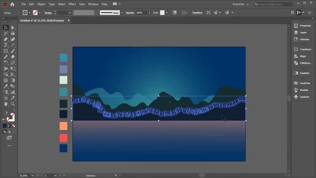 Drawing Night and Sunrise Landscape Vector Art - Tutorial Illustrator смотреть онлайн