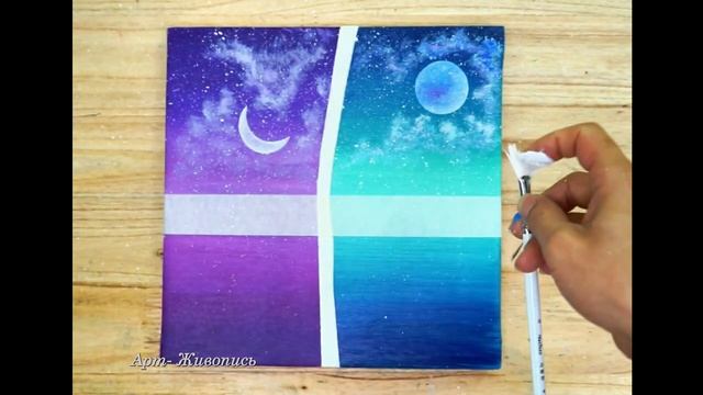 Акриловая картина двух миров Простой урок по искус смотреть онлайн