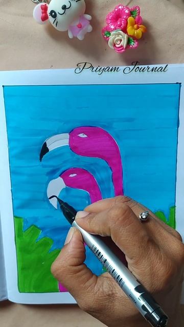 flamingo drawing using brush pens смотреть онлайн