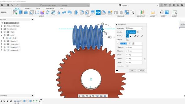 Aula 111- Criação da Coroa ( Engrenagem) com Rosca Sem Fim e Animação no Fusion 360. смотреть онлайн