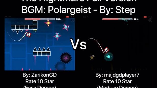 Geometry Dash = The Nightmare Full Version (Comparison) (ZarikonGD Vs majdgdplayer7) смотреть онлайн