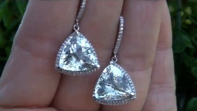 Genuine 17.45 Carat VVS Clarity Aquamarine & Diamond Earrings - 106 Diamonds смотреть онлайн