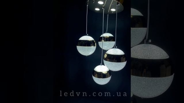 Современная светодиодная люстра золото на 4 подвеса 60W смотреть онлайн