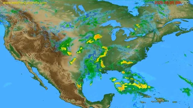 Radar forecast USA & Canada // modelrun: 12h UTC 2020-05-24 смотреть онлайн