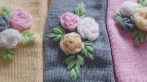 Как вышить на варежках пряжей