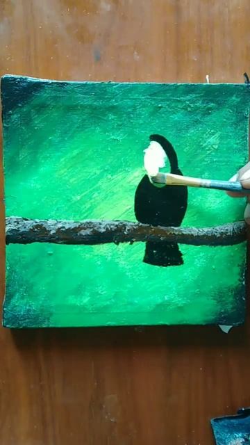 How to paint a beautiful bird with long yellow beak. #birdspainting #shorts смотреть онлайн