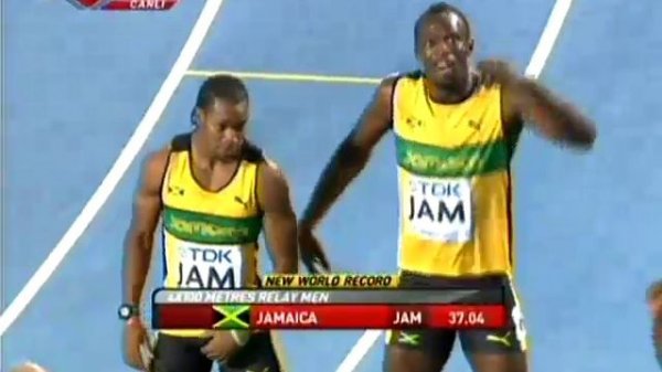 Usain Bolt 4 x 100 Jamaica  World record HD