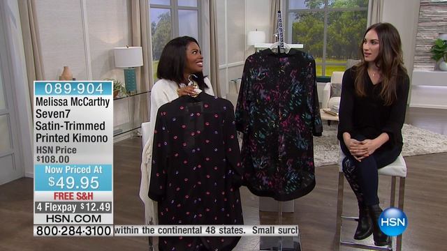 Melissa McCarthy Seven7 SatinTrim Print Kimono Missy смотреть онлайн