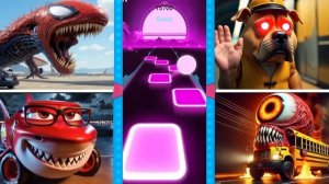 Зараженный Небесный человек-паук🆚 Монстр-пожиратель поездов🆚 Монстр-акула Маккуин🆚 Монстр-школьны