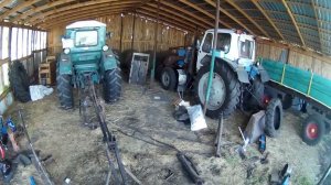 День сварочно-болгарочный. Погрузчик, вилы и тяги на ковш Перестановка прицепов, собрал минирулоны.