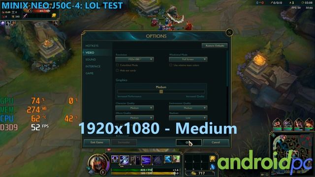 Test LOL en mini PC MINIX NEO J50C-4 con SoC Intel J5005 смотреть онлайн