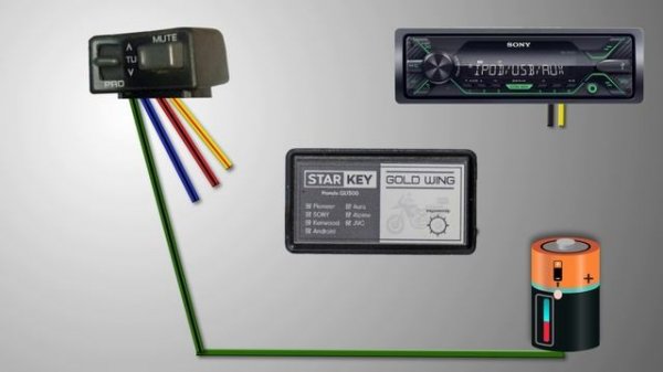 Honda Gold Wing GL1500. Инструкция по подключению адаптера кнопок руля для нештатной магнитолы