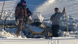 как вытащить снегоход с наледи