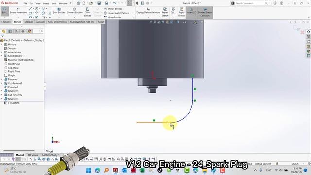 V12 Car Engine - 24. Spark Plug (Project 04) Design by Solidworks смотреть онлайн