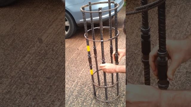 Rebar coupler connecting mini-pile reinforcement cage. смотреть онлайн