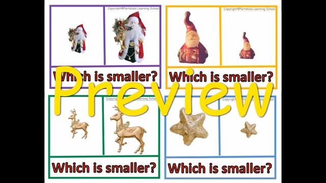 CHRISTMAS--Which is bigger? smaller? Task cards, worksheets with Real Images
