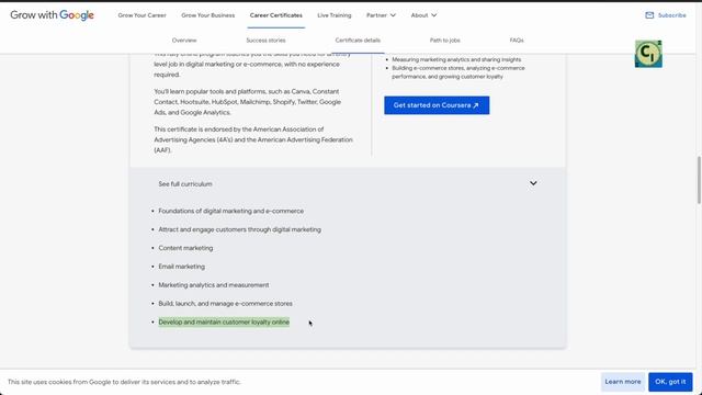 Free Google Digital Marketing and E-Commerce Certificate | Grow With Google | Course Intern смотреть онлайн