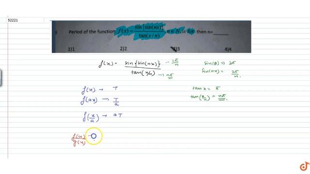 period the function `f(x)=(sin{sin(n x)})/(tan (x/n))`, n`in` N, is `6pi` then `n=`-------- смотреть онлайн