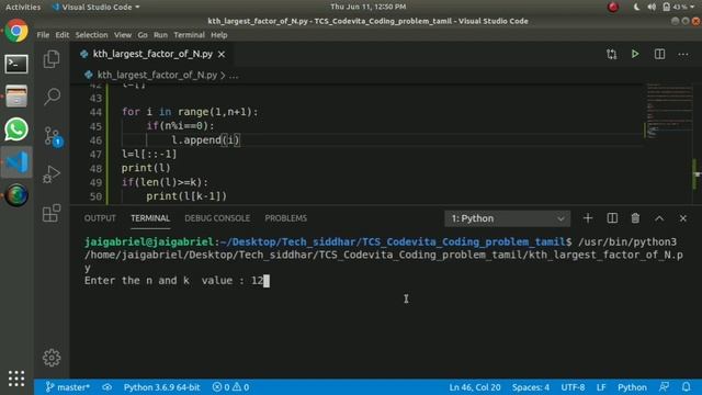 kth largest factor of N| Tcs Codevita Coding Problem | Tamil | Tech Siddhar | Python Programming #T смотреть онлайн