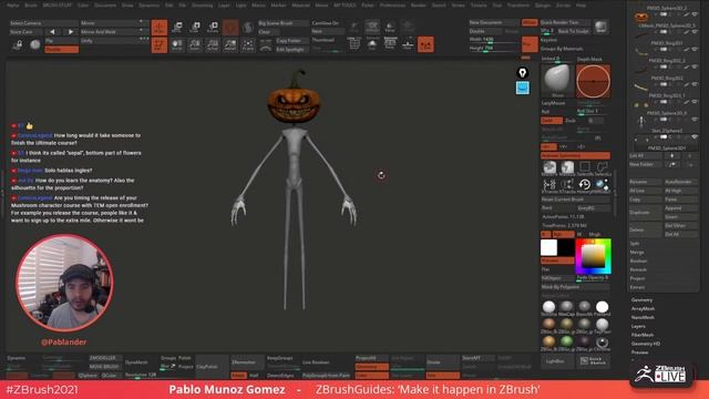 ZBrush Guides: Make a 3D Jack-O'-Latern #withme !- Pablo Muñoz Gómez - Part 2 смотреть онлайн
