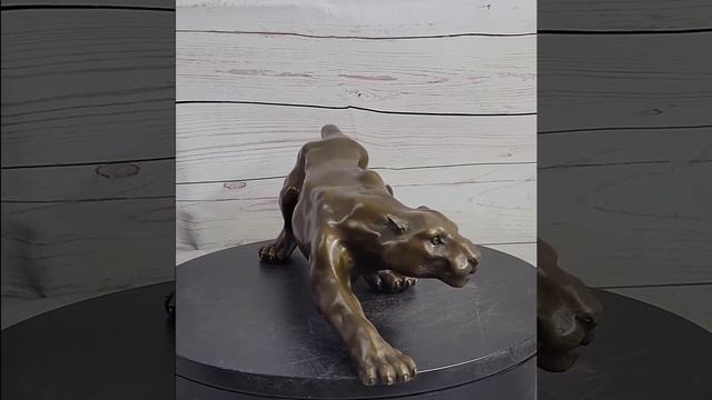 Bronze Metal Cougar Leopard Lion Panther Puma Statue Sculpture Figure 5" x 15" DW-028 смотреть онлайн