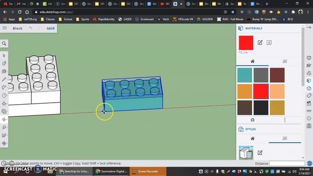 SketchUp for schools-Lego Block, Move tool, duplicate x# смотреть онлайн