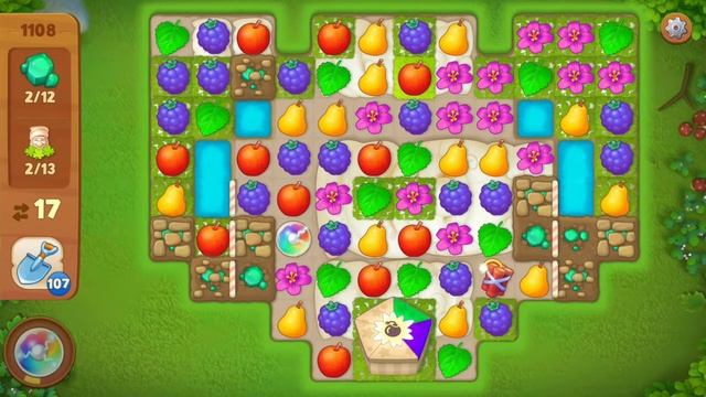 Gardenscapes Level 1108 Walkthrough "No Boosters Used" смотреть онлайн
