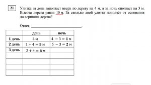 ЕГЭ. Математика. Базовый уровень. Задание 21. Улитка за день заползает вверх по дереву на 4 м, а за
