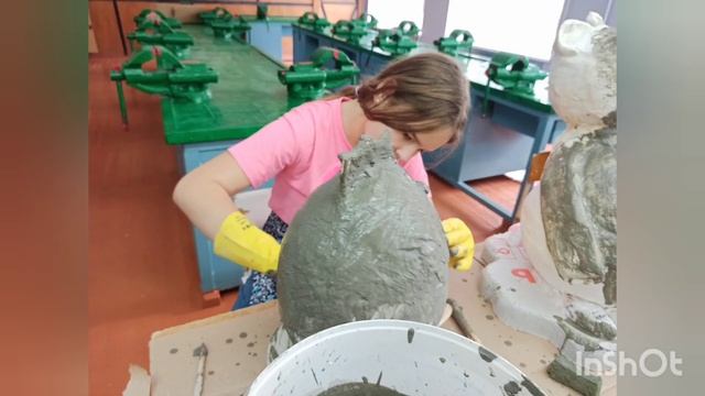 Изготовление садовой фигуры "Кот Рыжик" Изтотовила Печерская Лиза смотреть онлайн