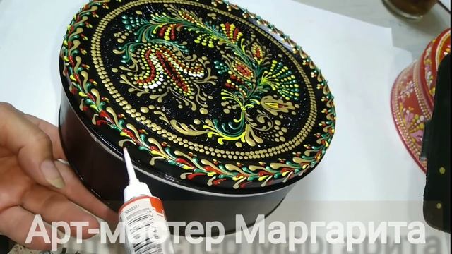 Painting with acrylic contours... Without a brush...Роспись акриловыми контурами, без кисточки... смотреть онлайн
