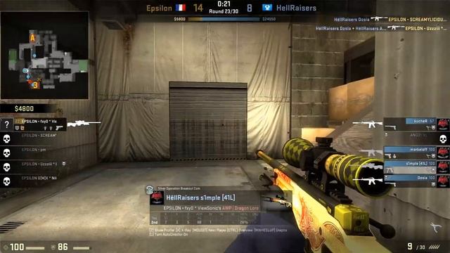CSGO demo(s1mple)HellRaisers vs Epsilon Cache Fragbite Masters Season 3 Group C смотреть онлайн