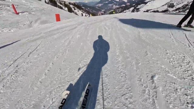3.8km long blue piste 'Sittelle' in Méribel, Les 3 Vallées (4k UHD) смотреть онлайн