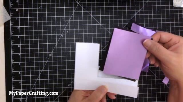 FREE SVG/Rinea Foil Paper/Side Step Card/Fun Fold/Cricut Card/MyPaperCrafting/Rita Barakat Stamp