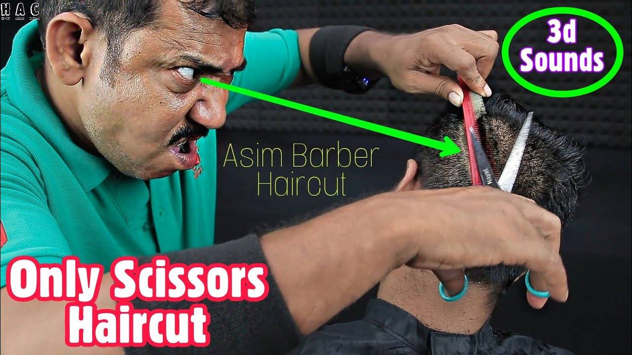 Asim Barber Scissors Haircut With 3d ASMR Sounds ｜ Only Scissors Haircut ｜ Relaxing Haircut ASMR смотреть онлайн
